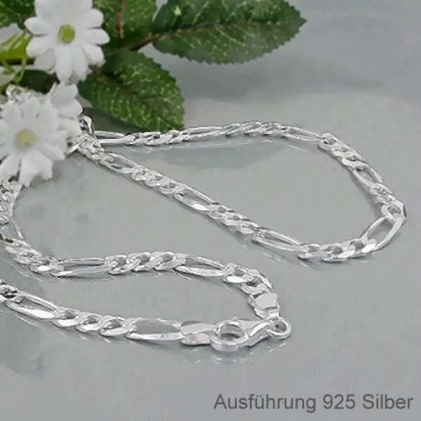 Kette Collier Figaro 5mm 70cm Silber rhodiniert 925