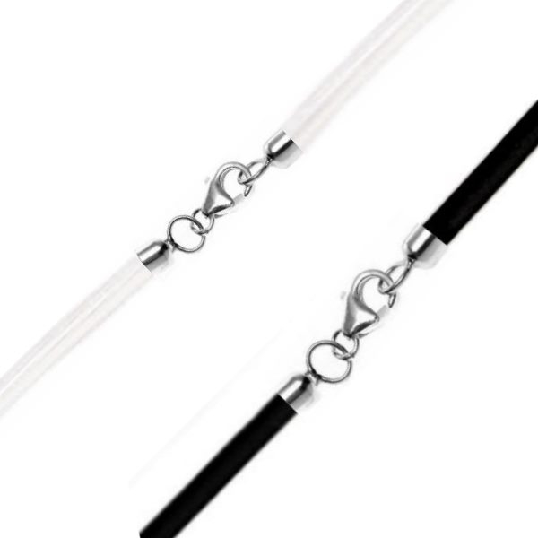 Kautschukbänder schwarz oder transparent 5mm mit 925 Silber Karabiner