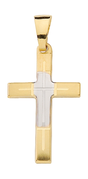 Anhänger Kreuz bicolor 12x21mm 8Kt 333 GOLD