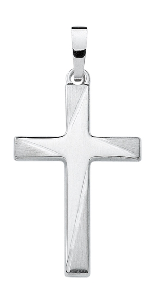 Anhänger Kreuz 15x22mm teilmattiert 8Kt 333 WEISSGOLD