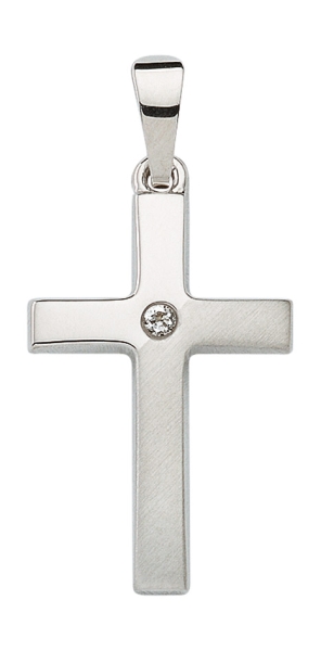 Anhänger Kreuz Zirkonia 13x19mm 8Kt 333 WEISSGOLD