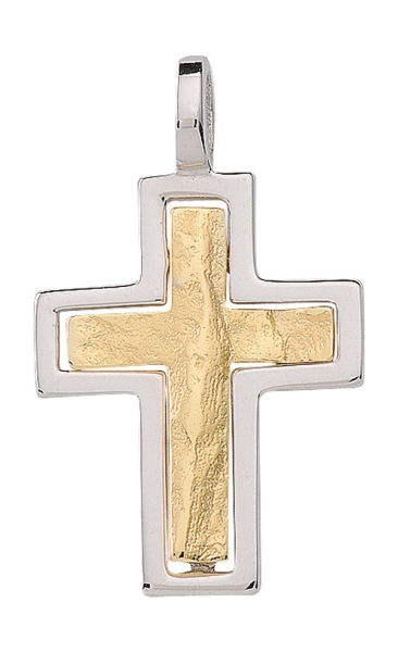 Anhänger Kreuz gehämmert 20x15mm 8Kt 333 GOLD - WEISSGOLD