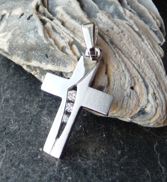 Anhänger Kreuz Zirkonia 13x18mm Silber 925