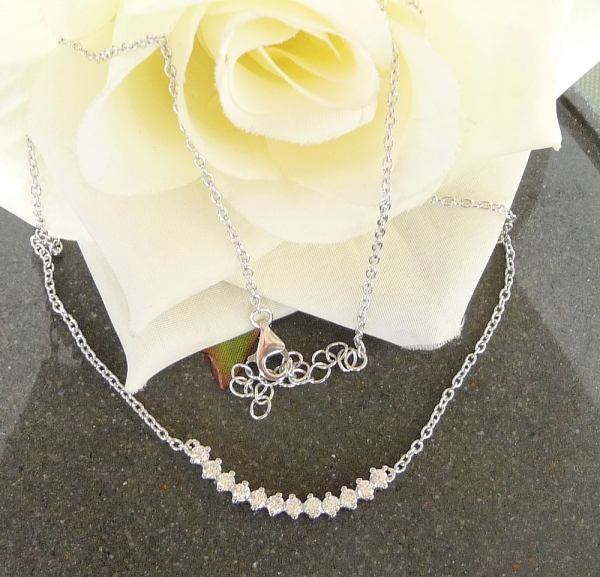 Collier Kette mit Anhänger 12 Zirkonia Silber 925 45cm