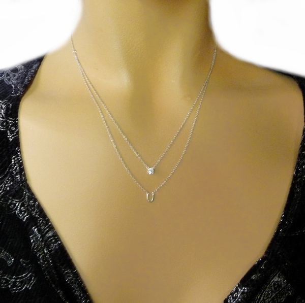 Collier Kette Hufeisen und Zirkonia Silber 925 42cm