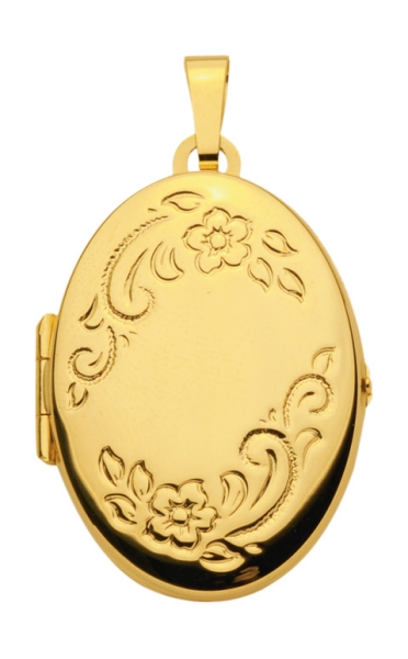 Medaillon oval Blumen II 21x28mm 14Kt GOLD