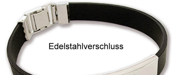 Edelstahlarmband Kautschuk flach Wave