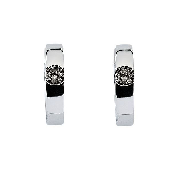 Creole Klappscharnier Ø15,5mm Zirkonia Black Diamond Silber 925