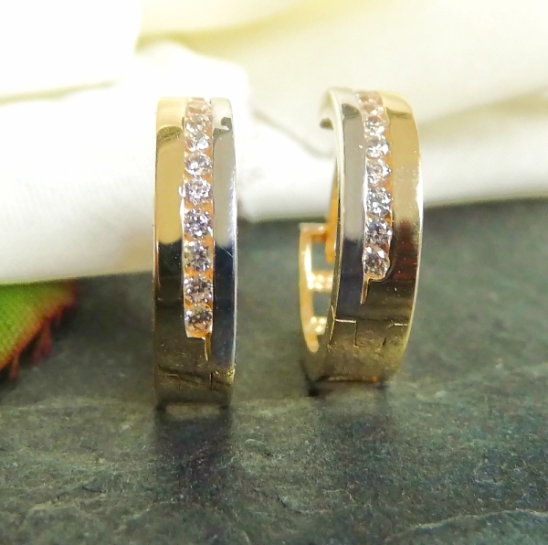 Creole bicolor Zirkonia Ø14,4mm 14Kt 585 GOLD