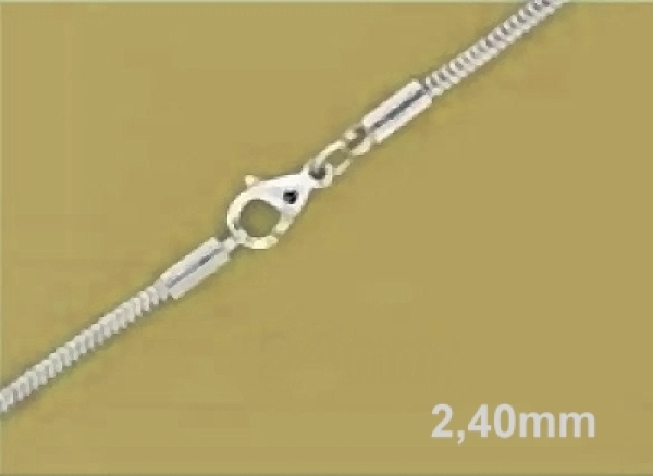 Edelstahlkette Schlangen Collier mit Karabinerverschluss 2.4 mm