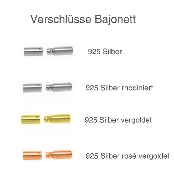 Exklusives Ledercollier 4mm geflochten in 27 Farben mit 925 Silber Bajonett