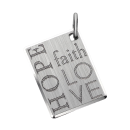 Anhänger HOPE faith LOVE 20x15mm Gravurplatte Silber 925