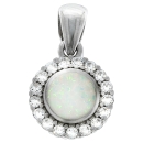 Anhänger 11mm Zirkonias Opal rhodiniert Silber 925