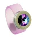 Edelstahl PVC Ring fuchsia light mit Kristall Steine nach Wahl Gr. 62